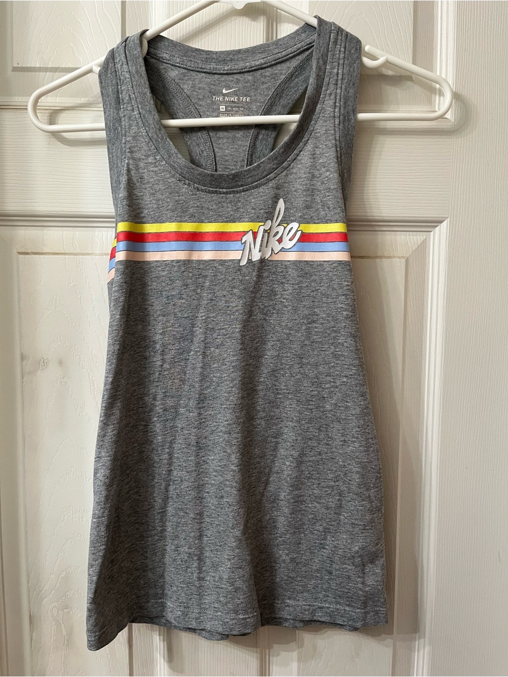 Nike Gray Racerback Performance Tank with White Logo